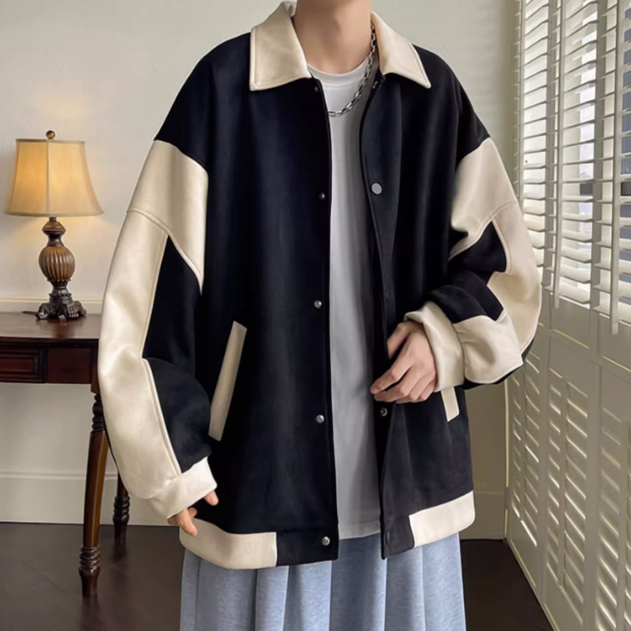 Bicolor suede jacket HL1849