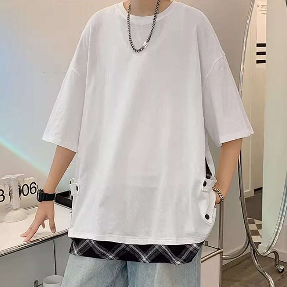 Fake layered short sleeve tops HL2483