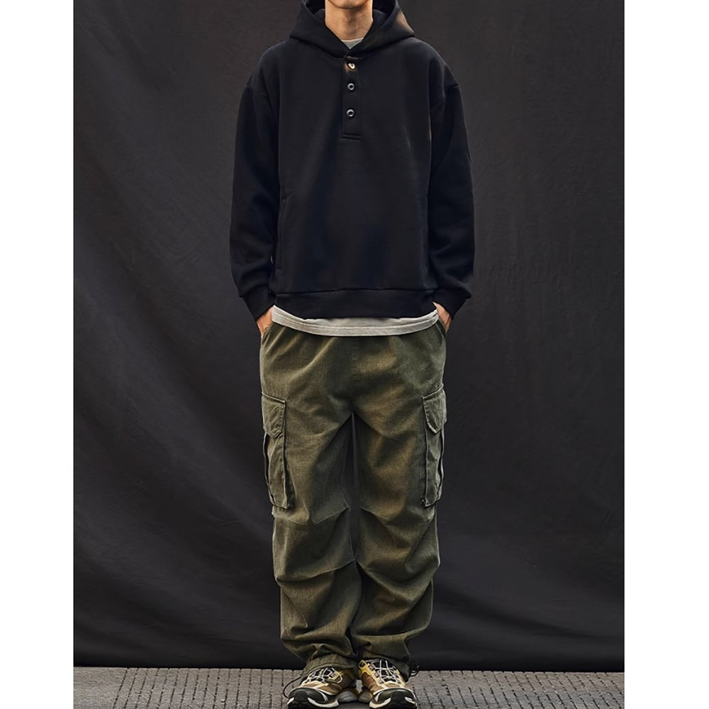 Henley neck hoodie HL2399