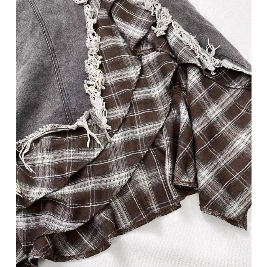 Layered denim skirt E7029