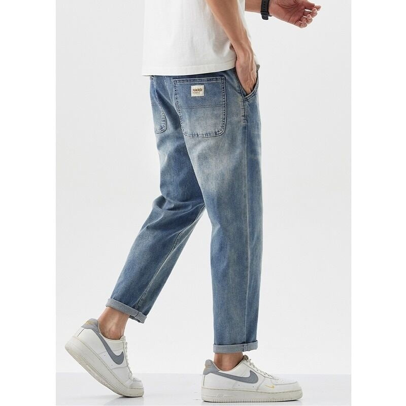 Cropped straight denim pants HL2211
