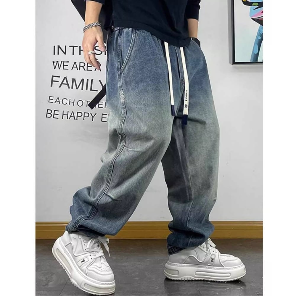 Loose washed denim pants HL2261