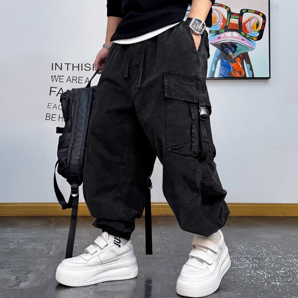 Multi-pocket loose pants HL2436