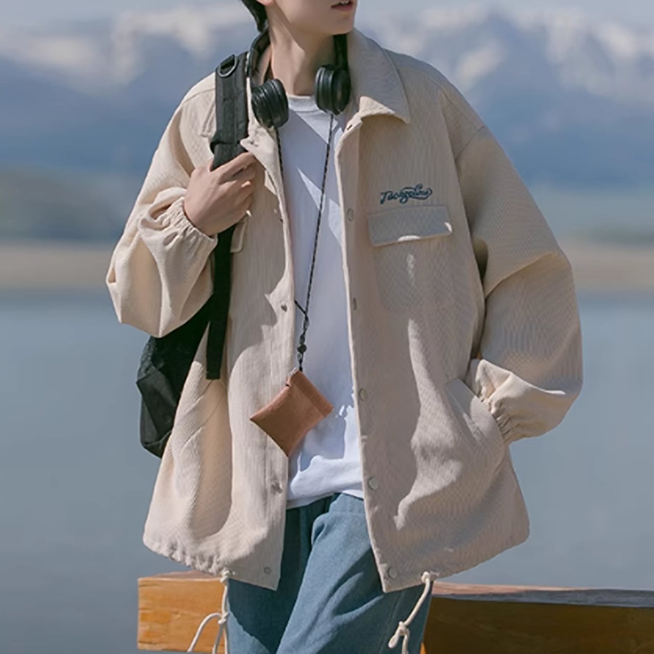 Corduroy loose jacket HL1848