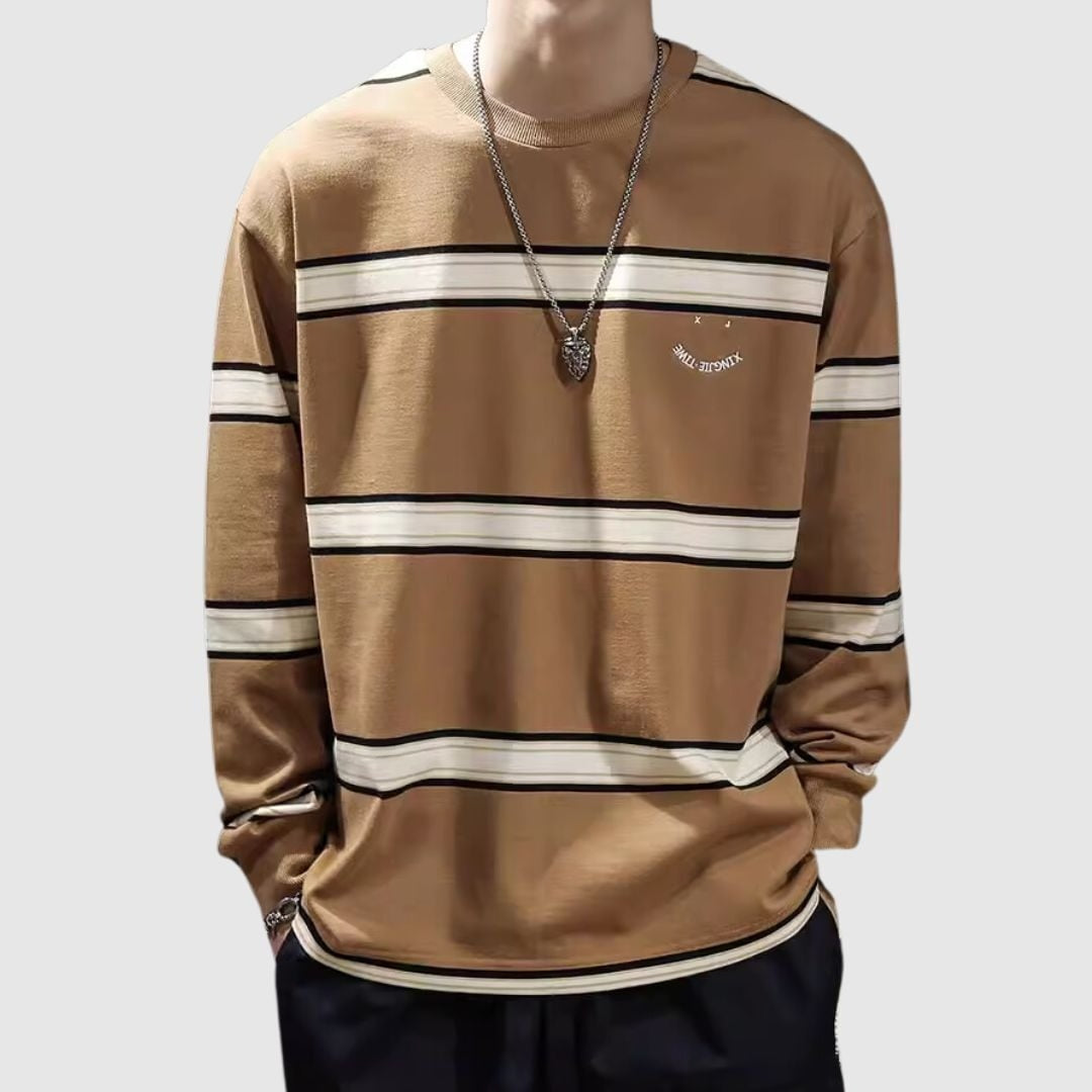 Big size round neck border T-shirt HL2222