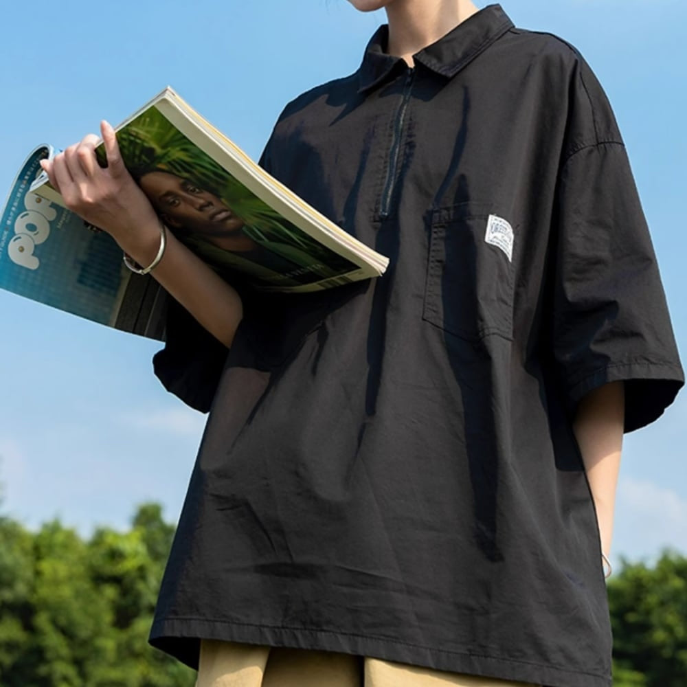 Oversized half zip tops HL2433