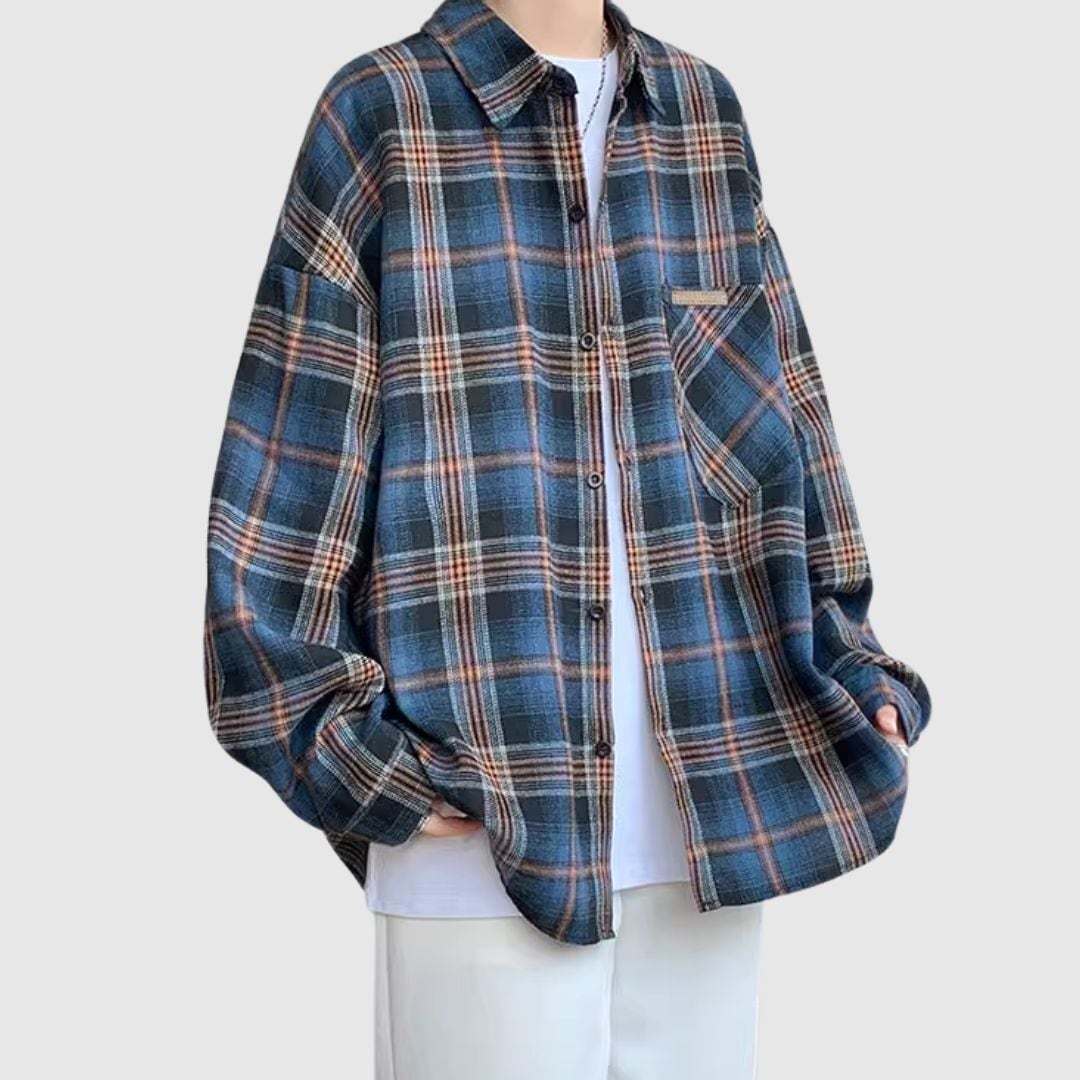 Big size retro check shirt HL2301