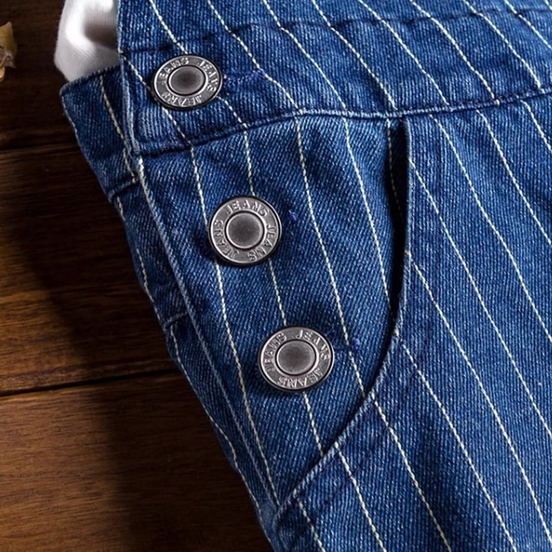 Striped denim overalls HL2043