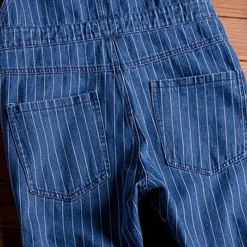 Striped denim overalls HL2043