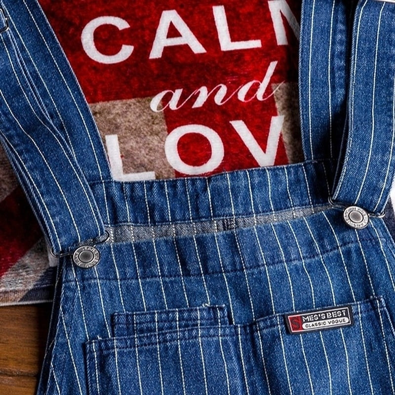 Striped denim overalls HL2043