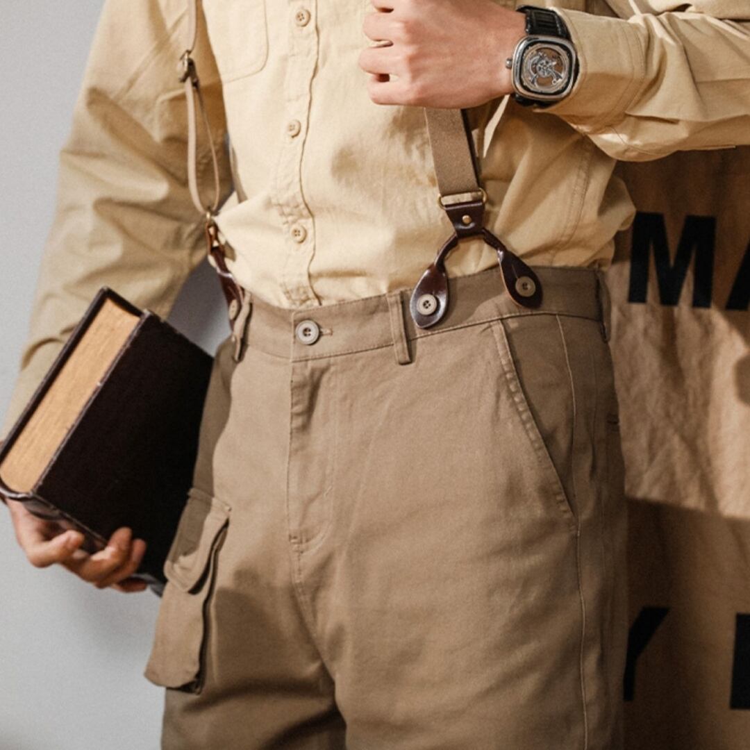 サスペンダー付きスマートパンツ HL1975