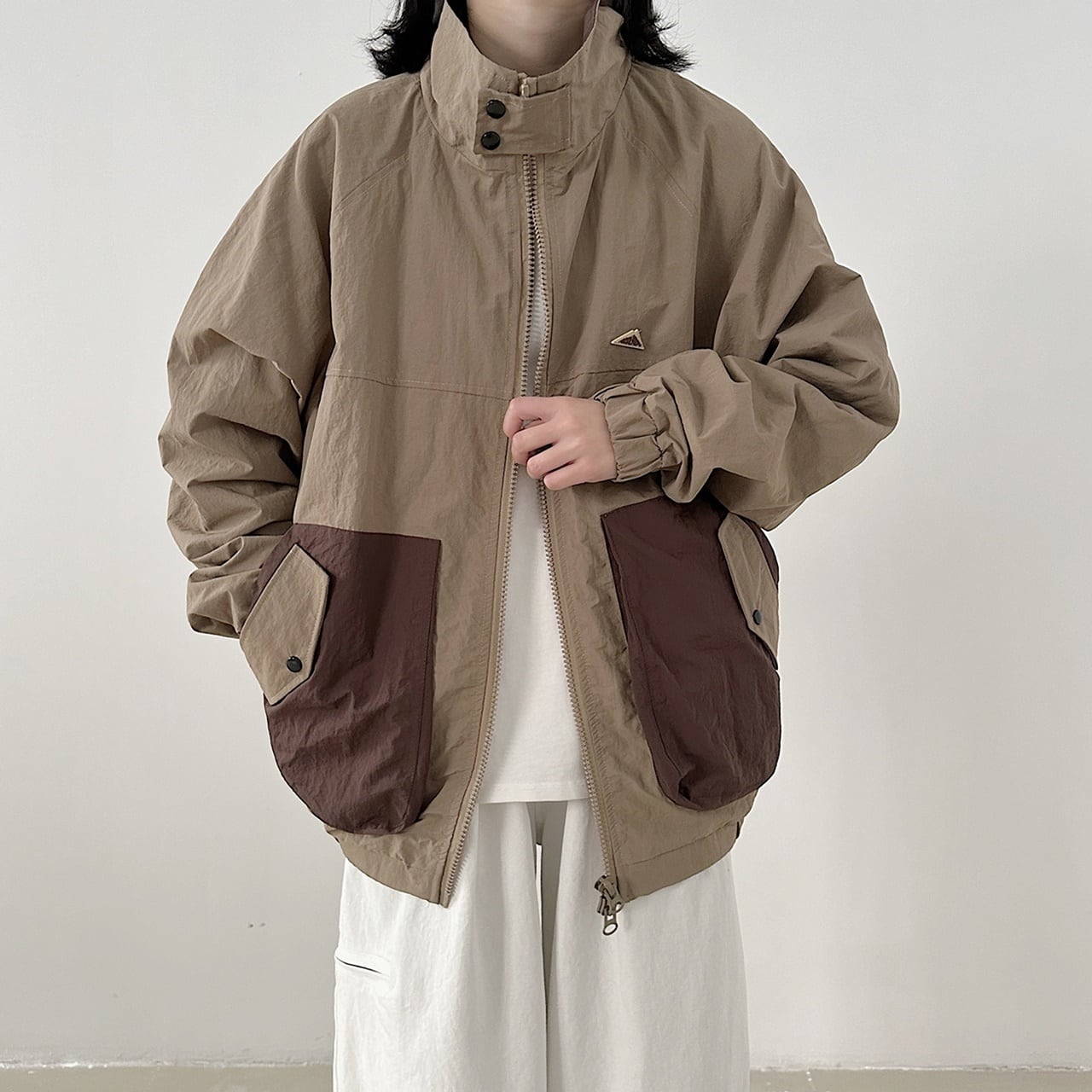 Stand collar zip up blouson HL1614