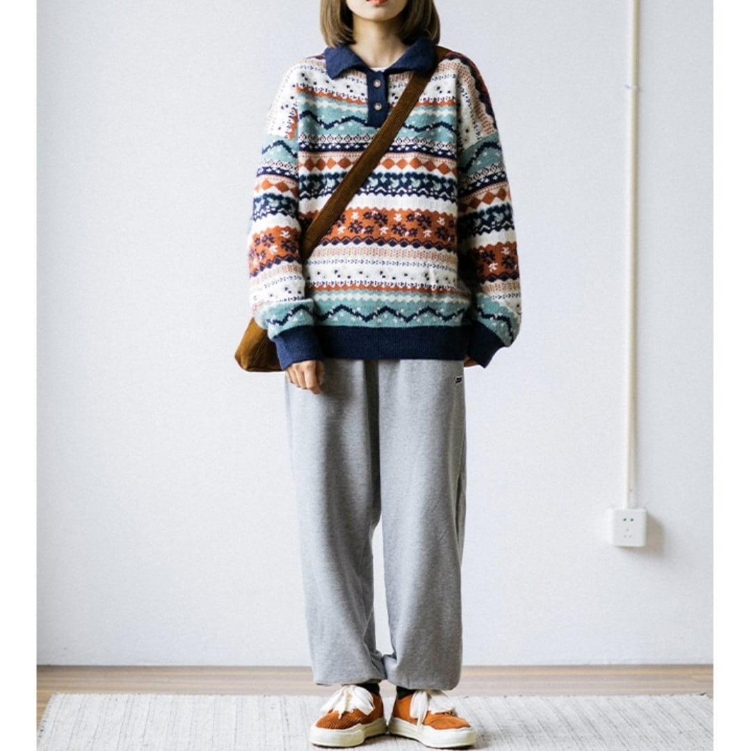 Ethnic Polo Knit Top HL1960