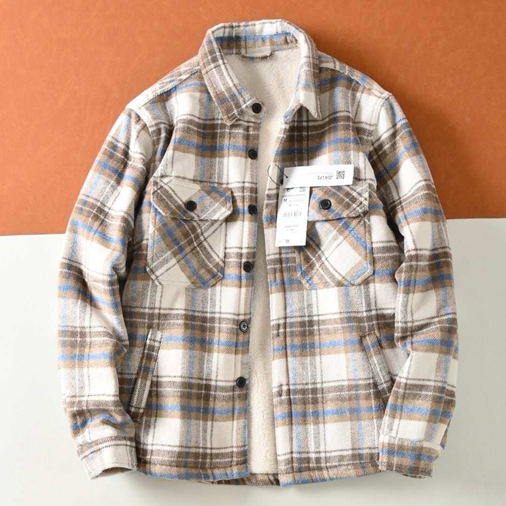 Fleece lining check shirt HL2318