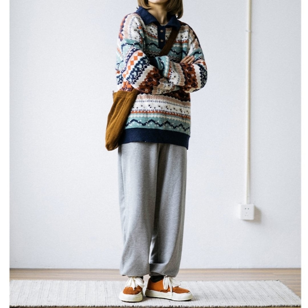 Ethnic Polo Knit Top HL1960