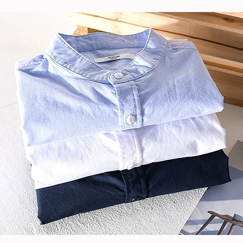 Collarless three-quarter sleeve shirt HL2353