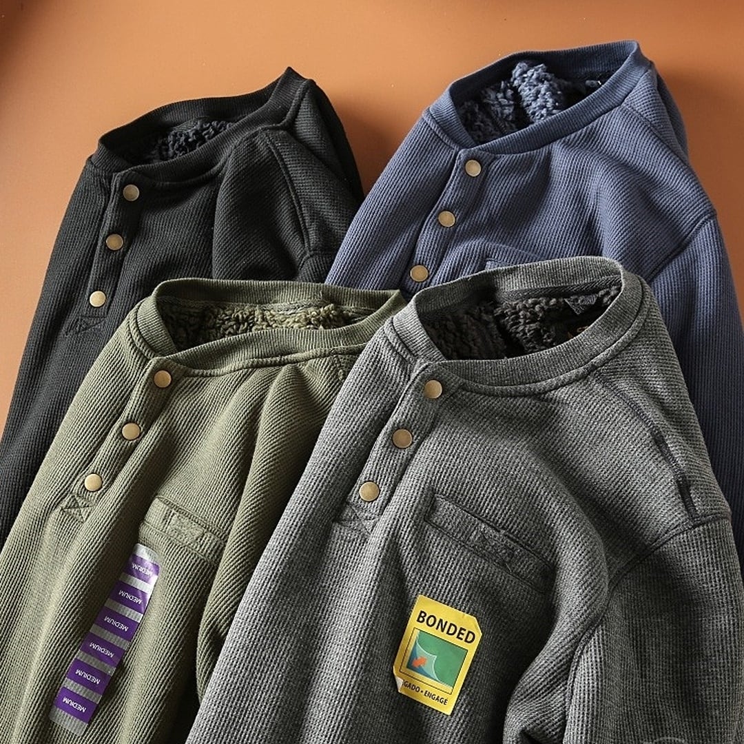 ヘンリーネックワッフルトップス HL1961