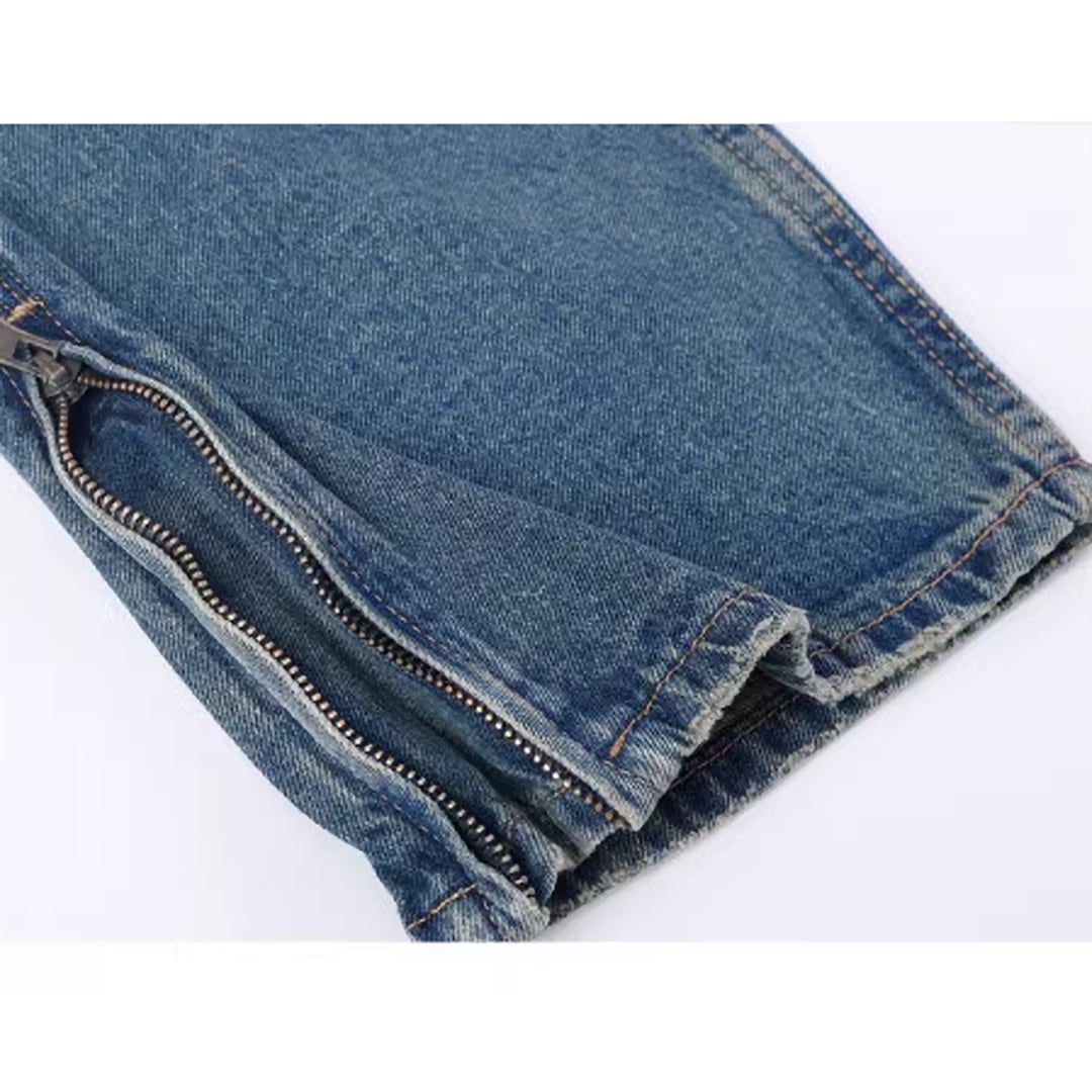 Washed Blue Straight Denim Jeans HL1991