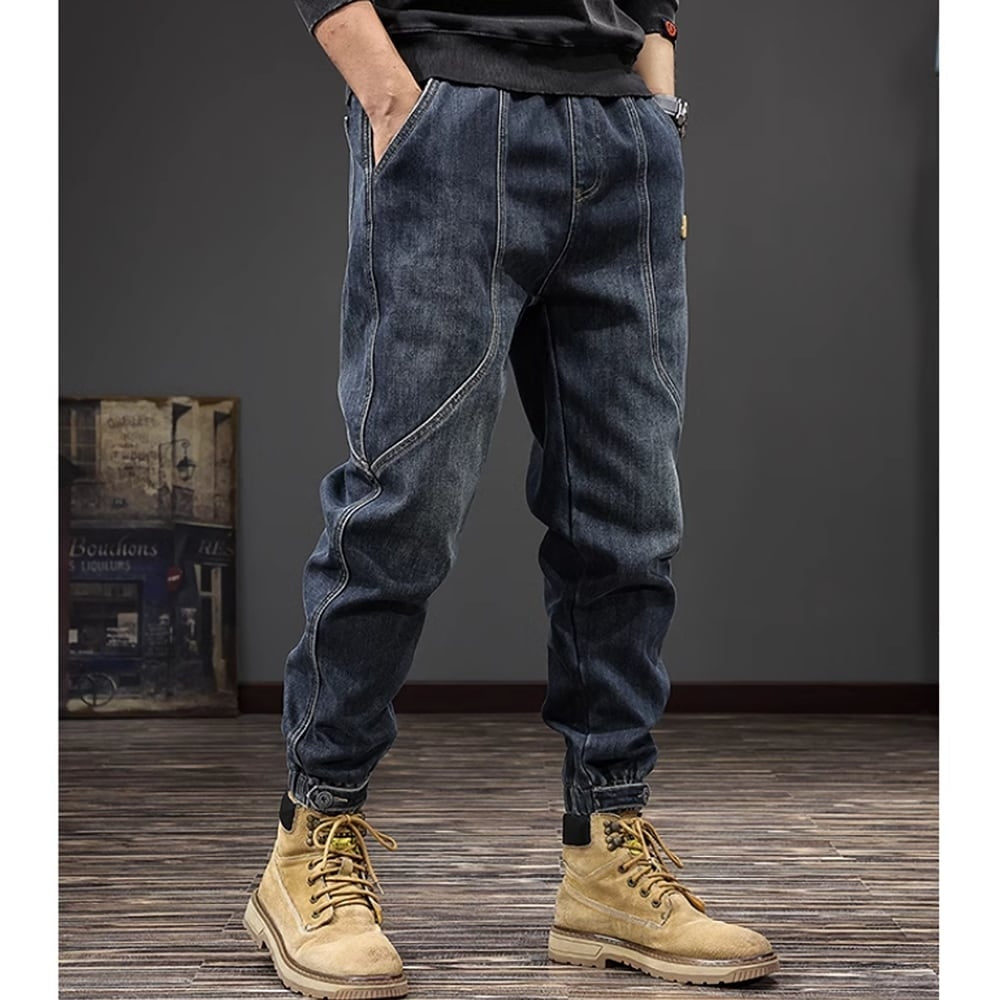 Brushed lining jogger denim pants HL2306