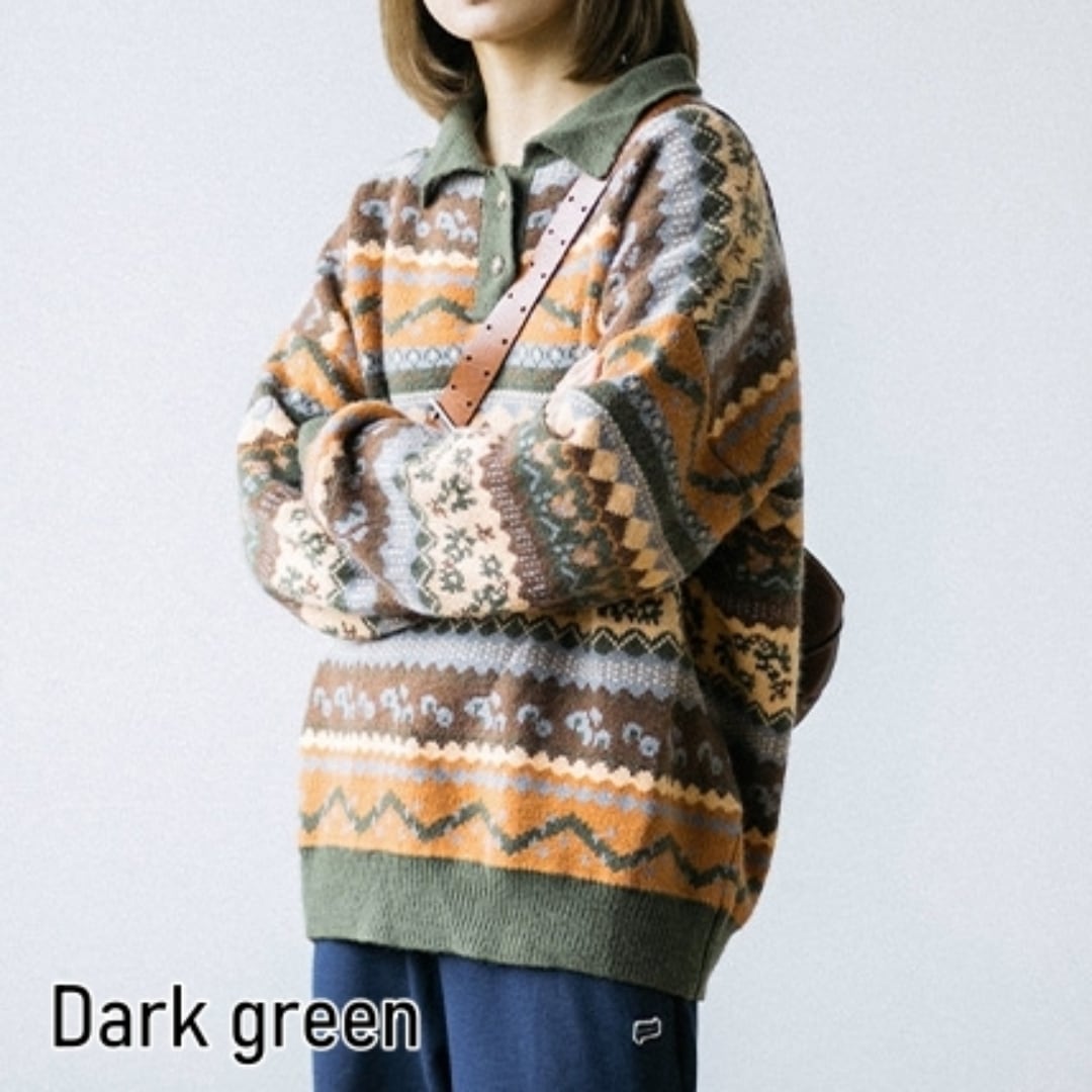 Ethnic Polo Knit Top HL1960