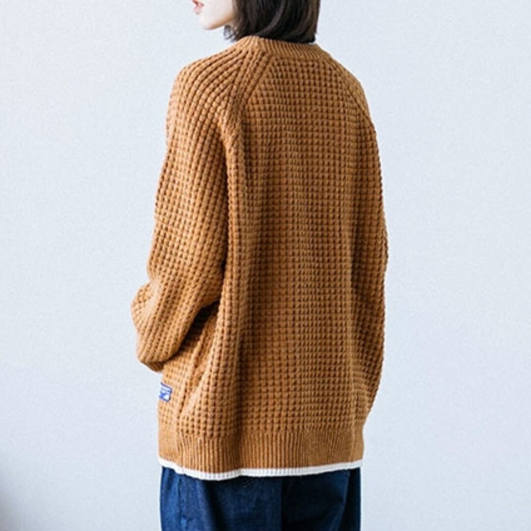 フェイクレイヤードワッフルニットトップス HL1979