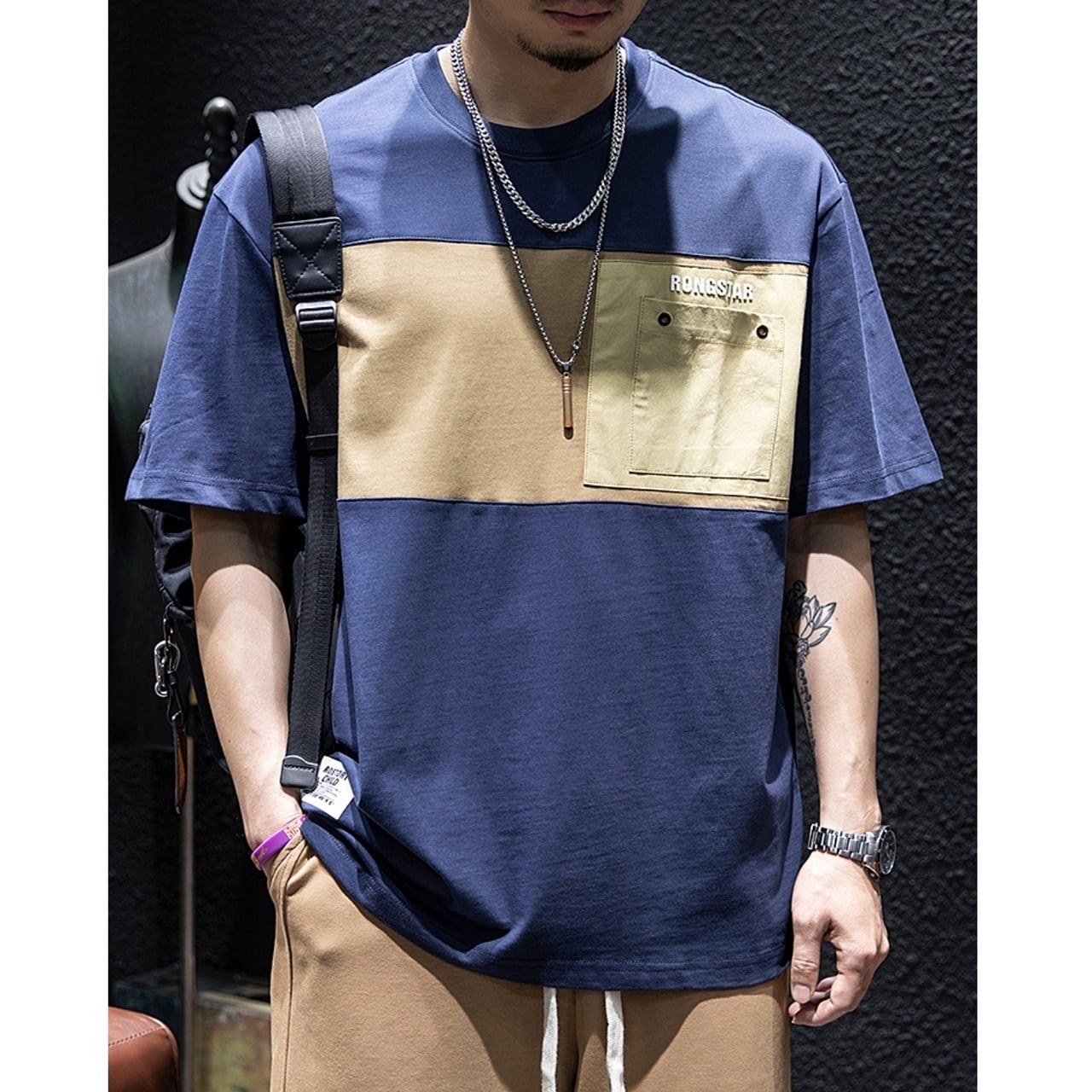 Two-Tone Casual T-Shirt HL1726