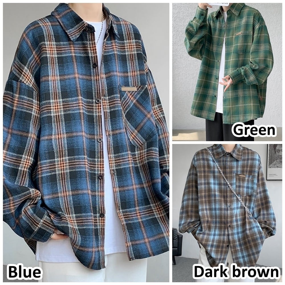 Big size retro check shirt HL2301