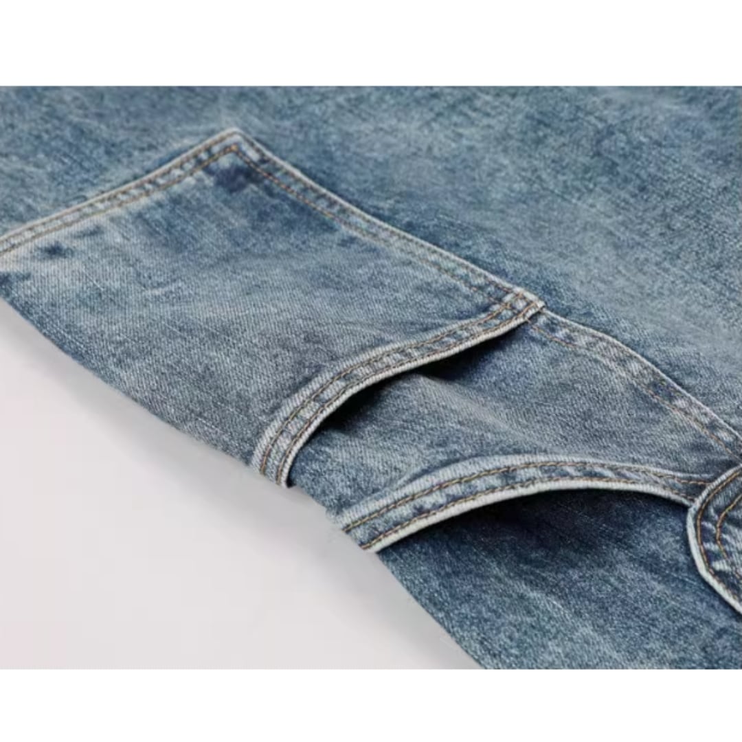 Washed Denim Straight Jeans HL1970
