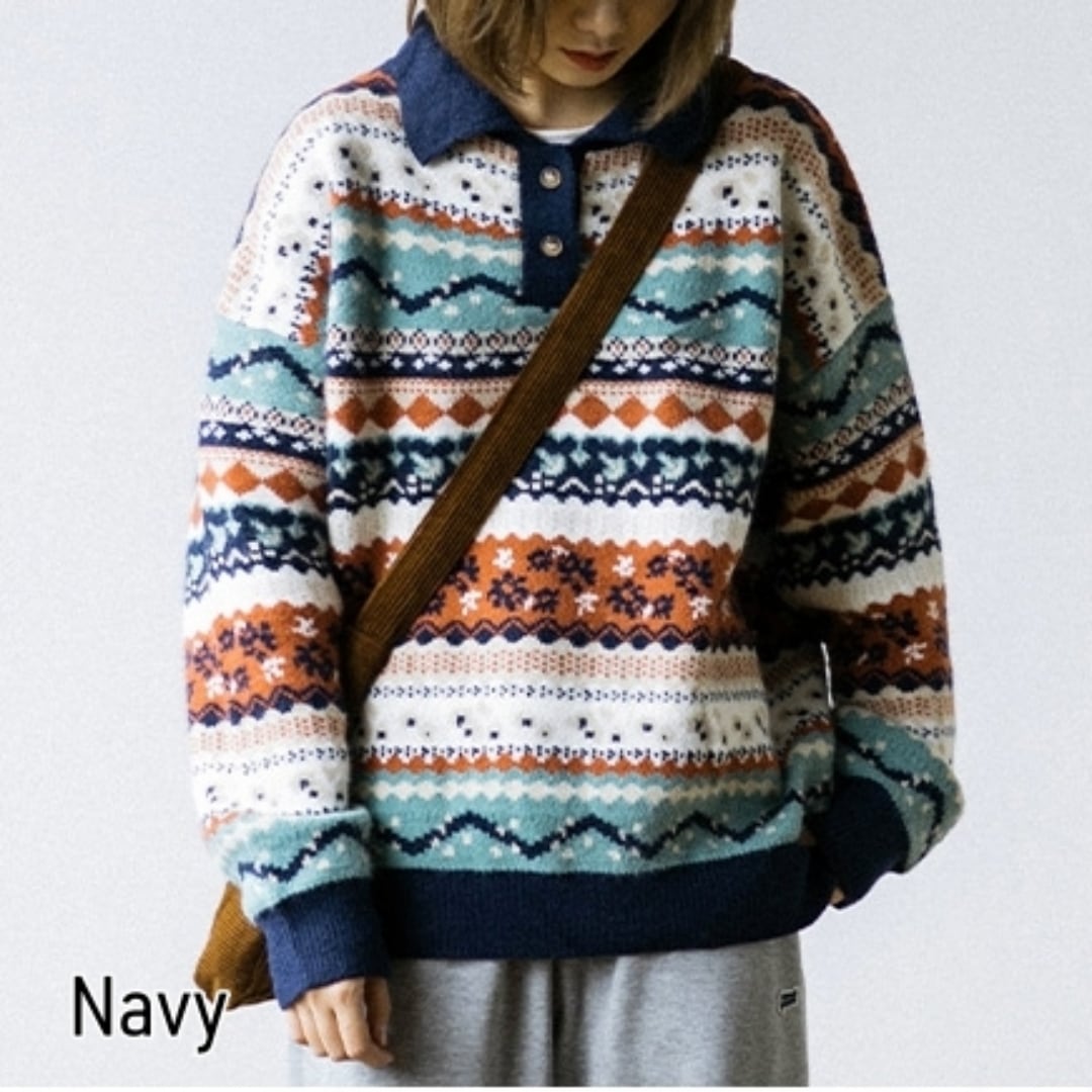 Ethnic Polo Knit Top HL1960