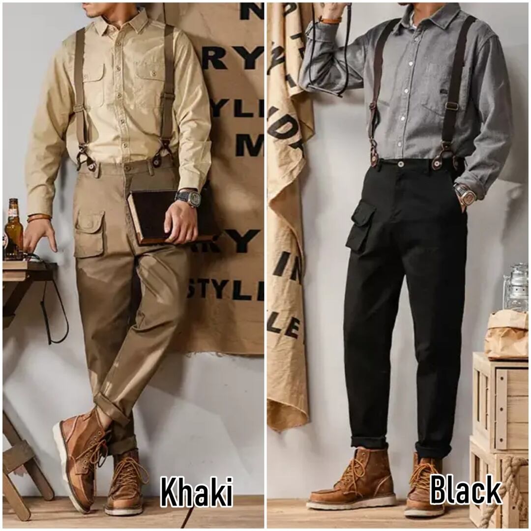 サスペンダー付きスマートパンツ HL1975
