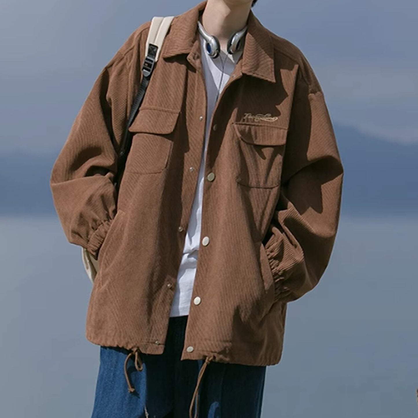Corduroy loose jacket HL1848