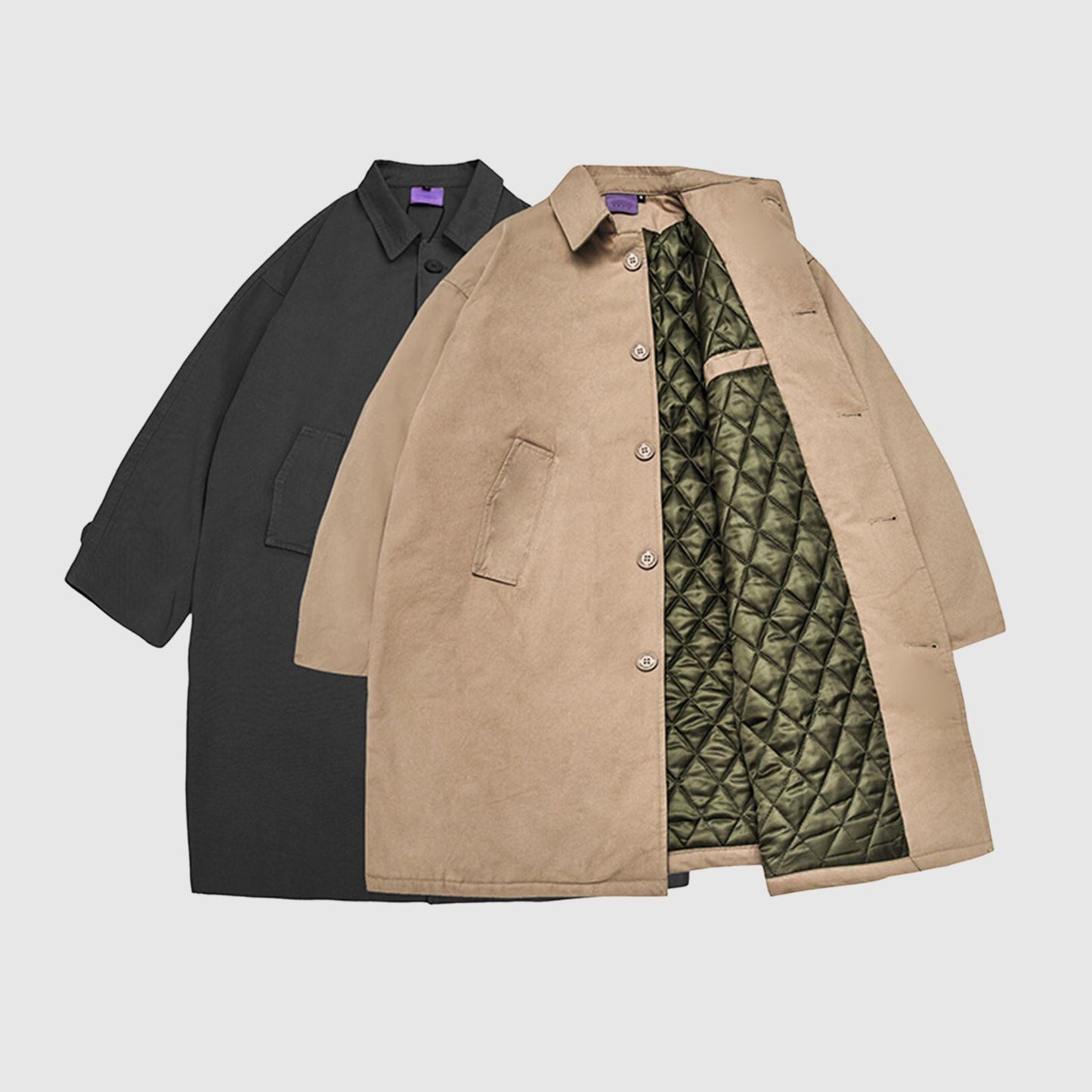 Mid-Length Coat with Quilted Liner HL1893