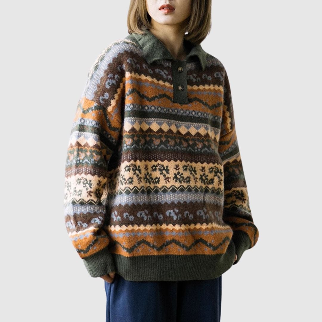 Ethnic Polo Knit Top HL1960