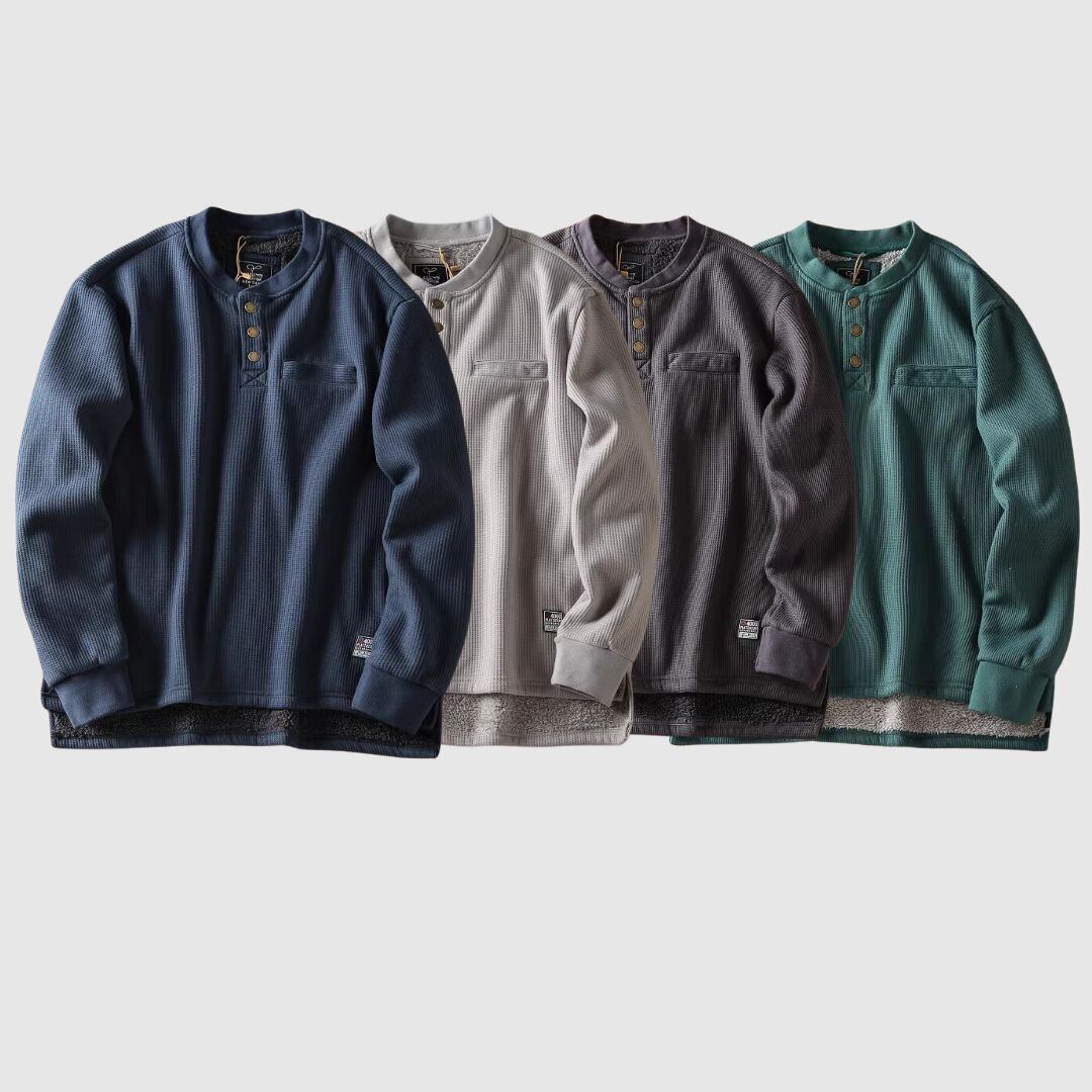 ヘンリーネックワッフルトップス HL1962