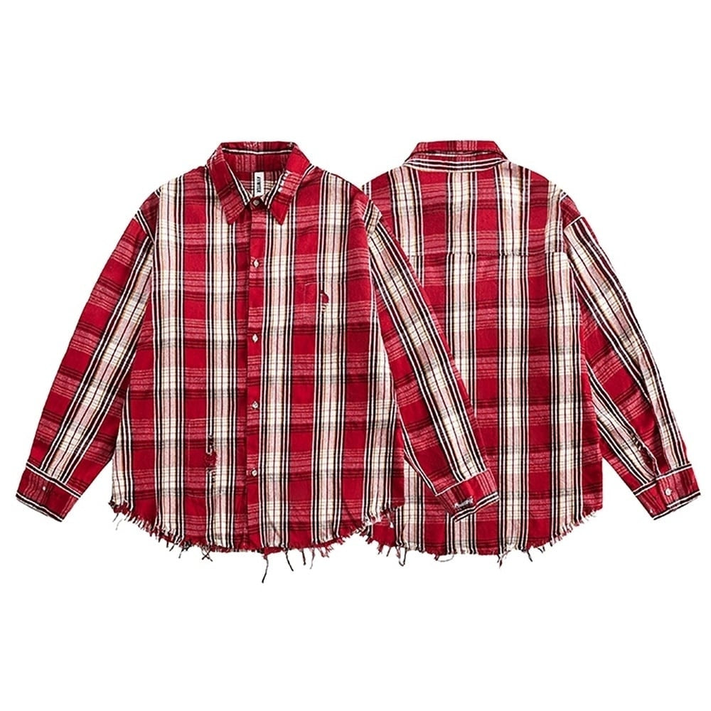 Damaged design check shirt HL2431