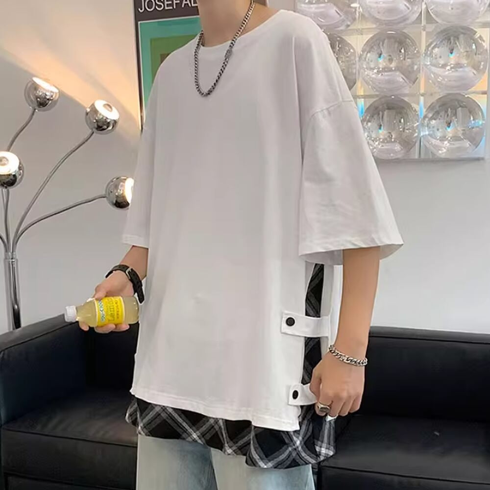 Fake layered short sleeve tops HL2483