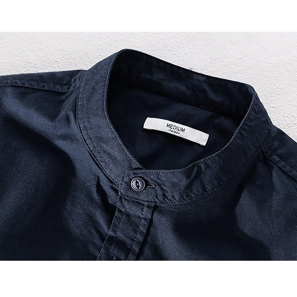 Collarless three-quarter sleeve shirt HL2353