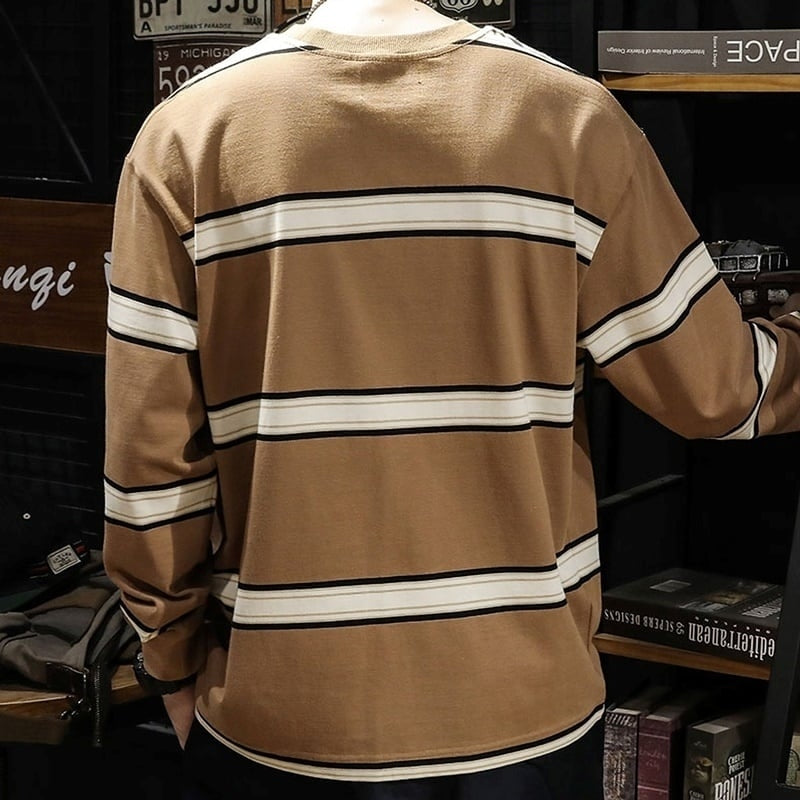 Big size round neck border T-shirt HL2222