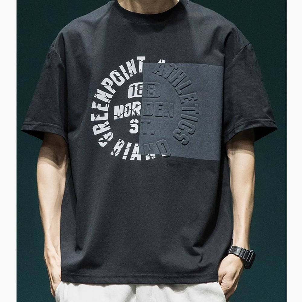 Contrast color embossed T-shirt HL2455