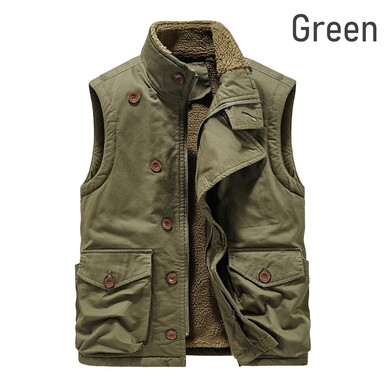 Stand Collar Fleece-Lined Vest HL1594