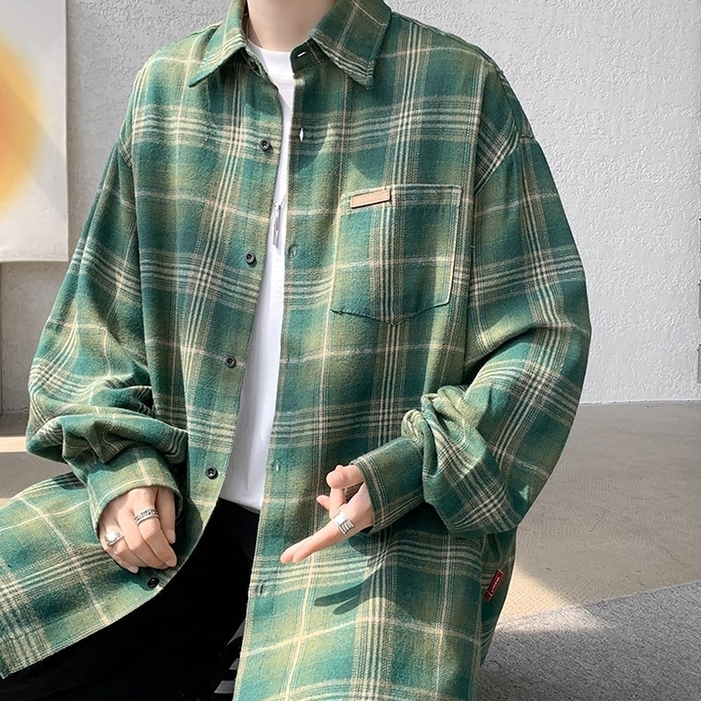 Big size retro check shirt HL2301