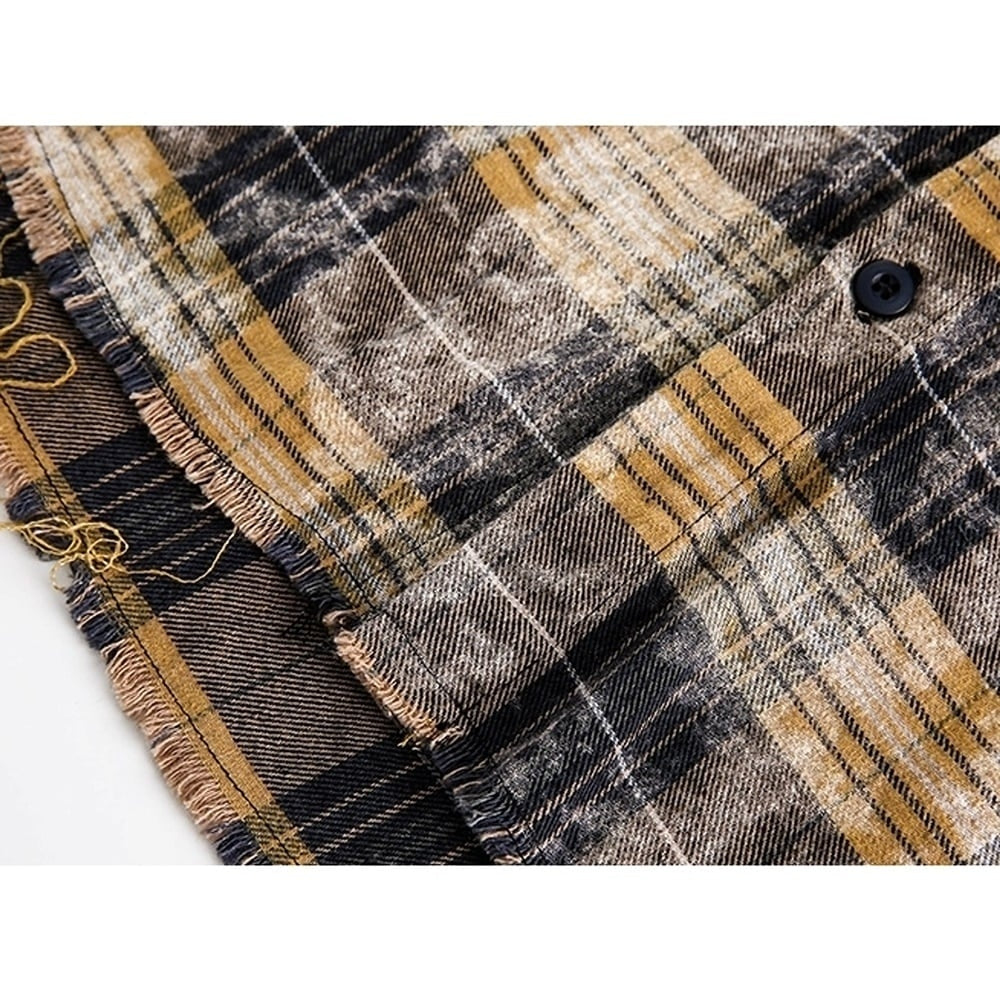 Damaged design check shirt HL2423