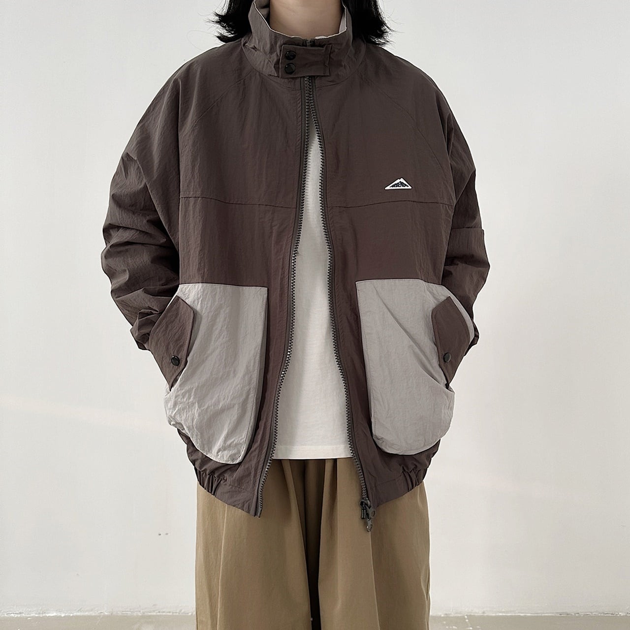 Stand collar zip up blouson HL1614