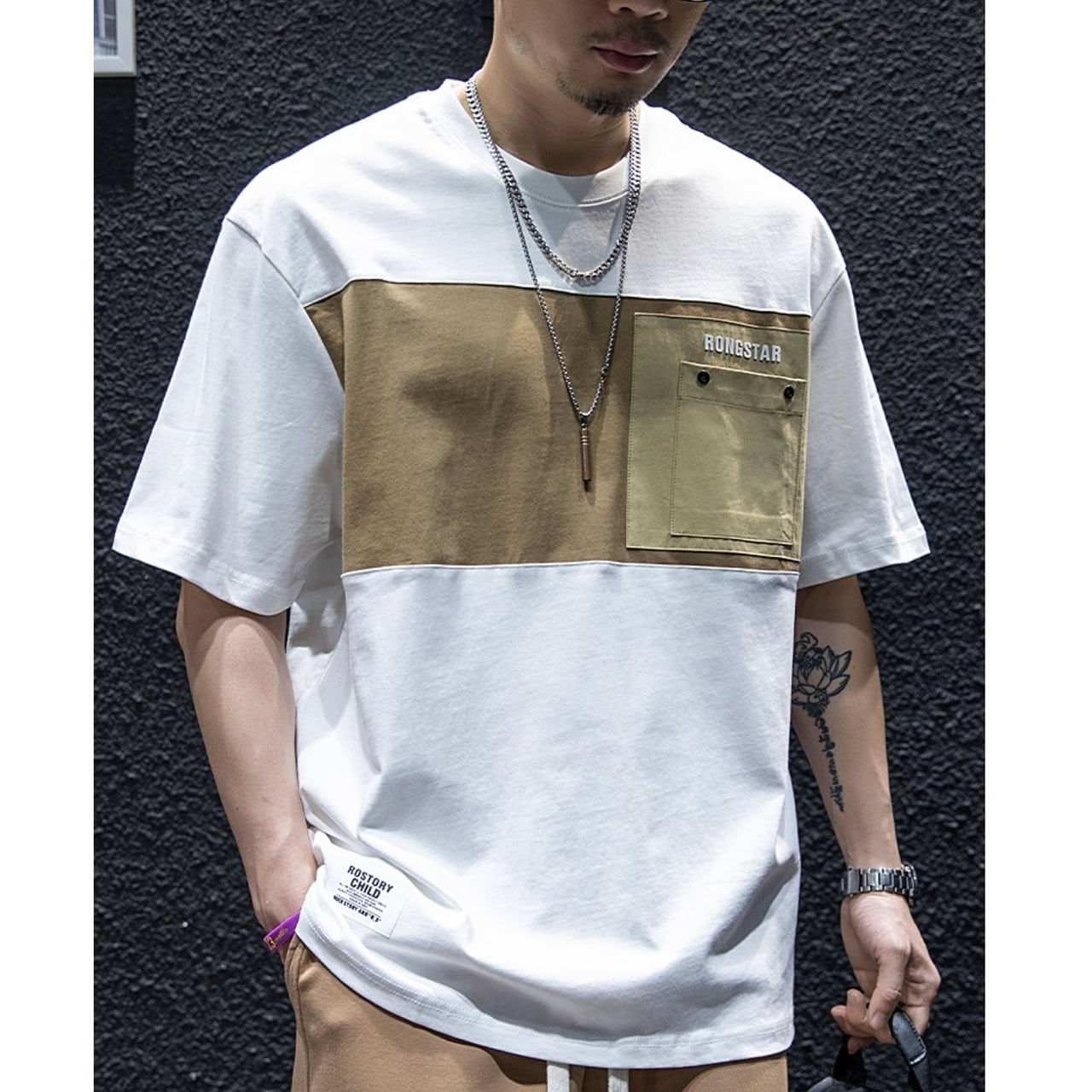 Two-Tone Casual T-Shirt HL1726