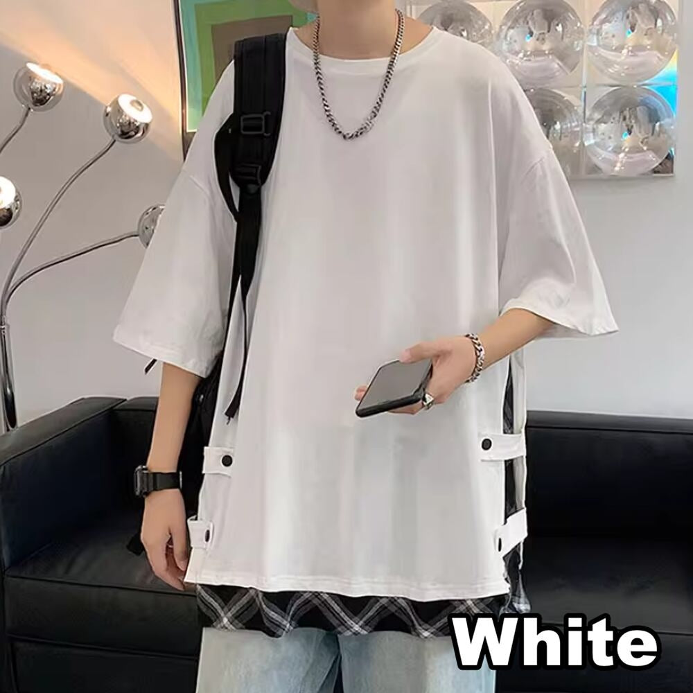 Fake layered short sleeve tops HL2483