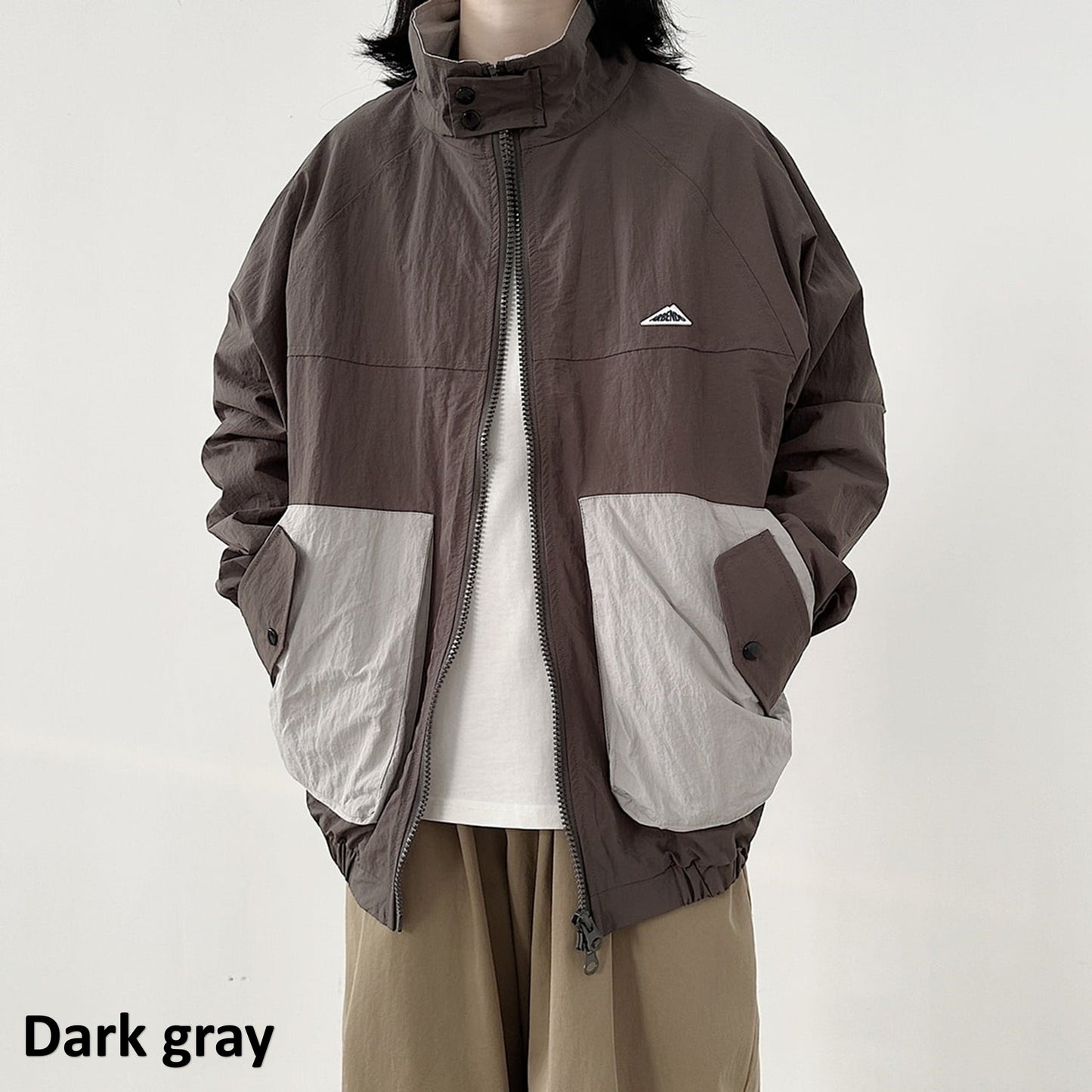 Stand collar zip up blouson HL1614