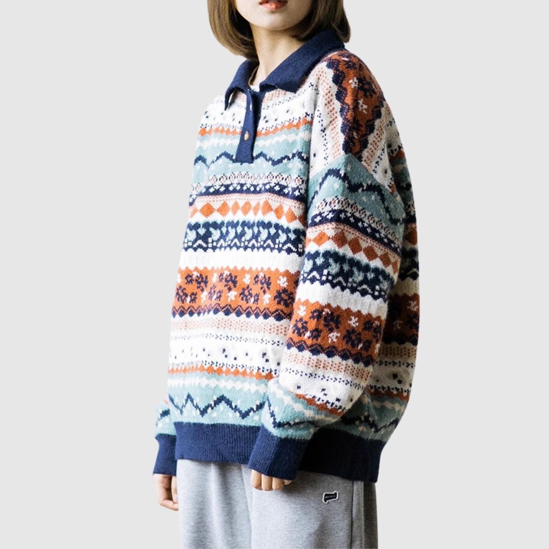 Ethnic Polo Knit Top HL1960