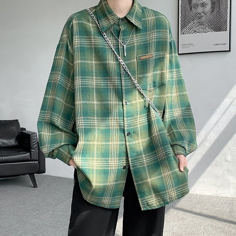 Big size retro check shirt HL2301