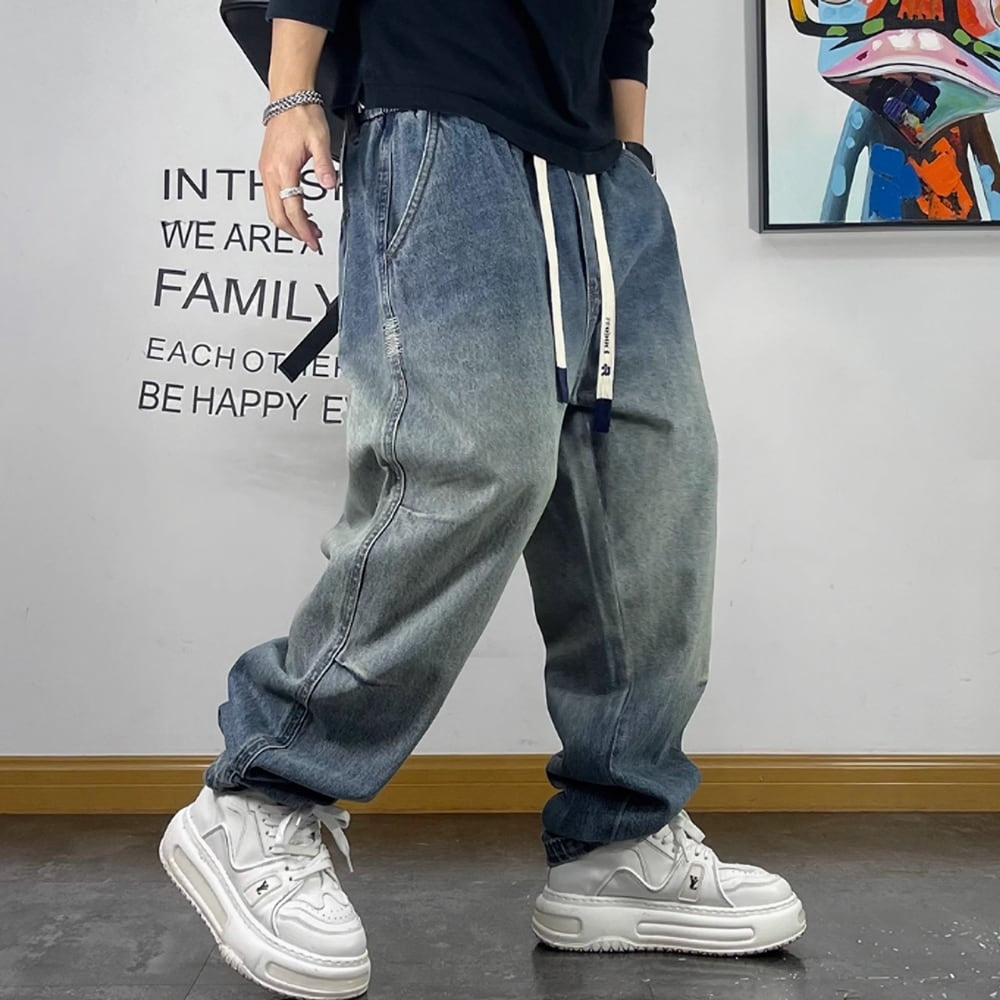 Loose washed denim pants HL2261