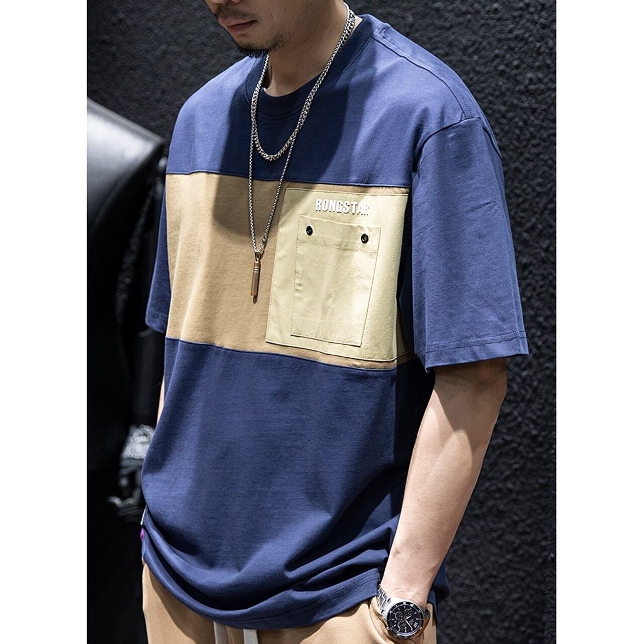 バイカラーラウンドネックTシャツ HL1781